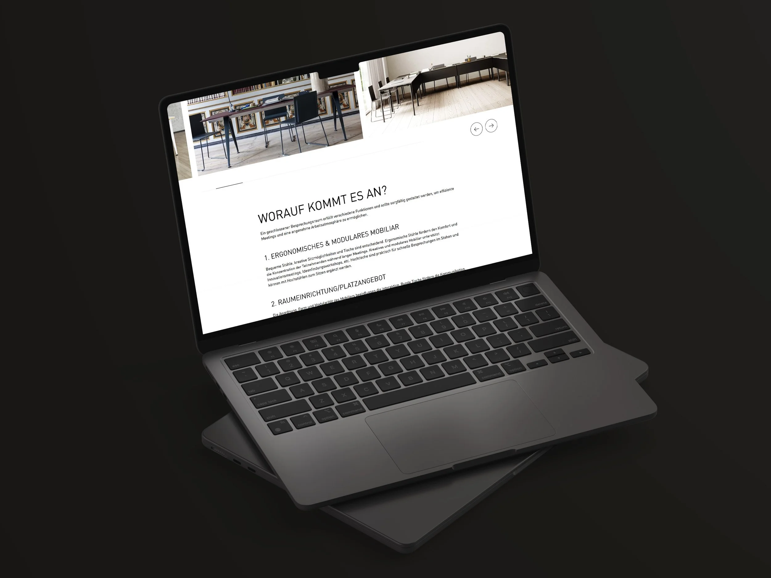 Detail der neuen Webseite von Witzig The Office Company mit SEO-Optimierung im Möbel-Bereich.