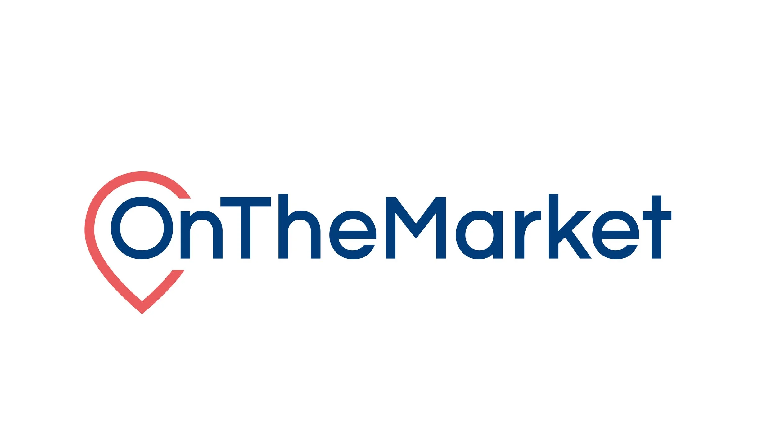 OnTheMarket logo with a red map pin icon and blue text