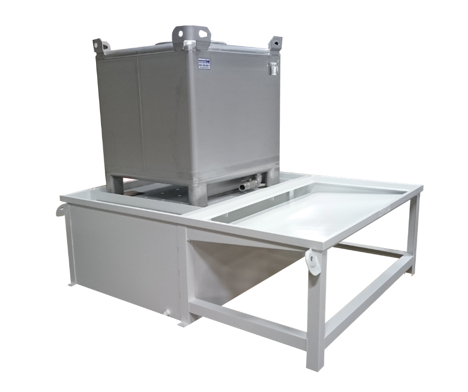 SS supply tote &amp; 110% containment c/w pumping equipment drip tray