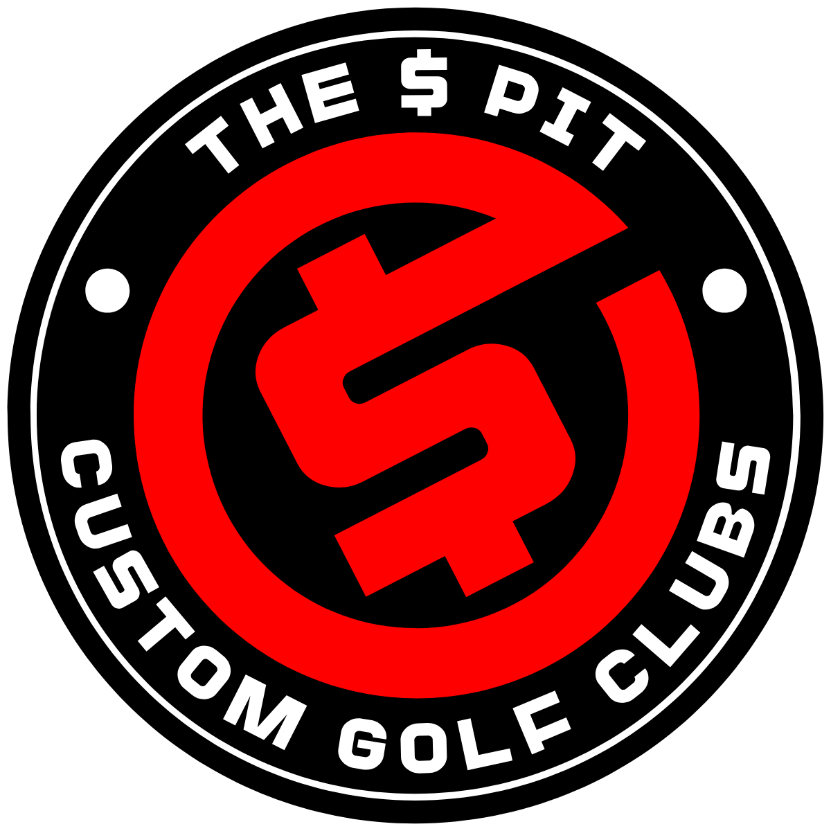 Logo for the $ Pit, an Ustom Golf Club Sub, featuring a red dollar sign symbol in the center, surrounded by a black circle with white text reading 'The $ Pit' at the top and 'Ustom Golf Club Subs' at the bottom.