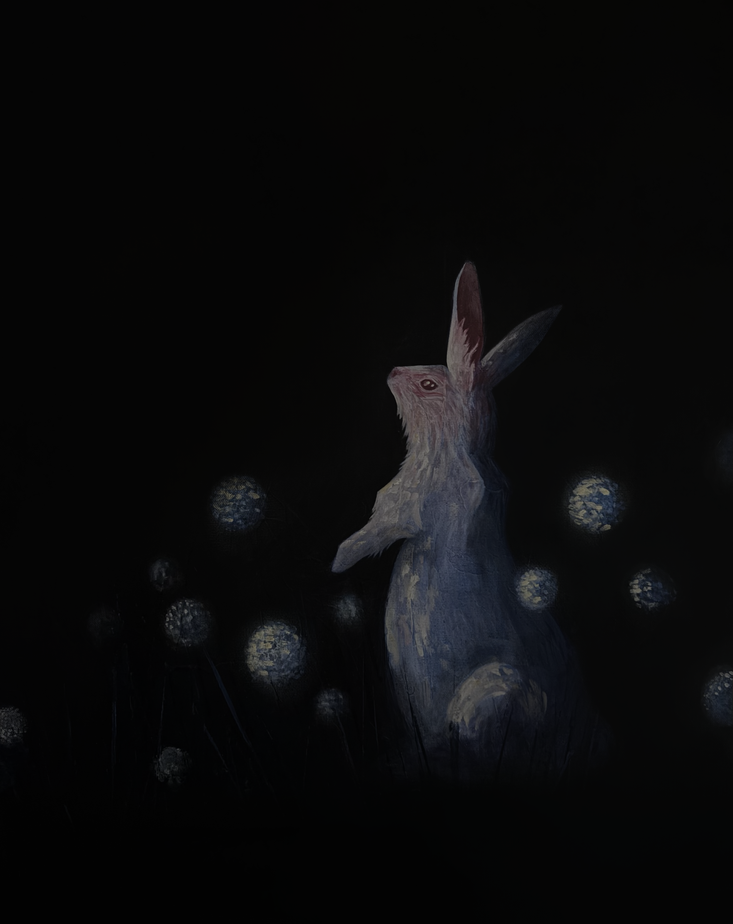 "Dandelion Bunny" Original Oil Painting