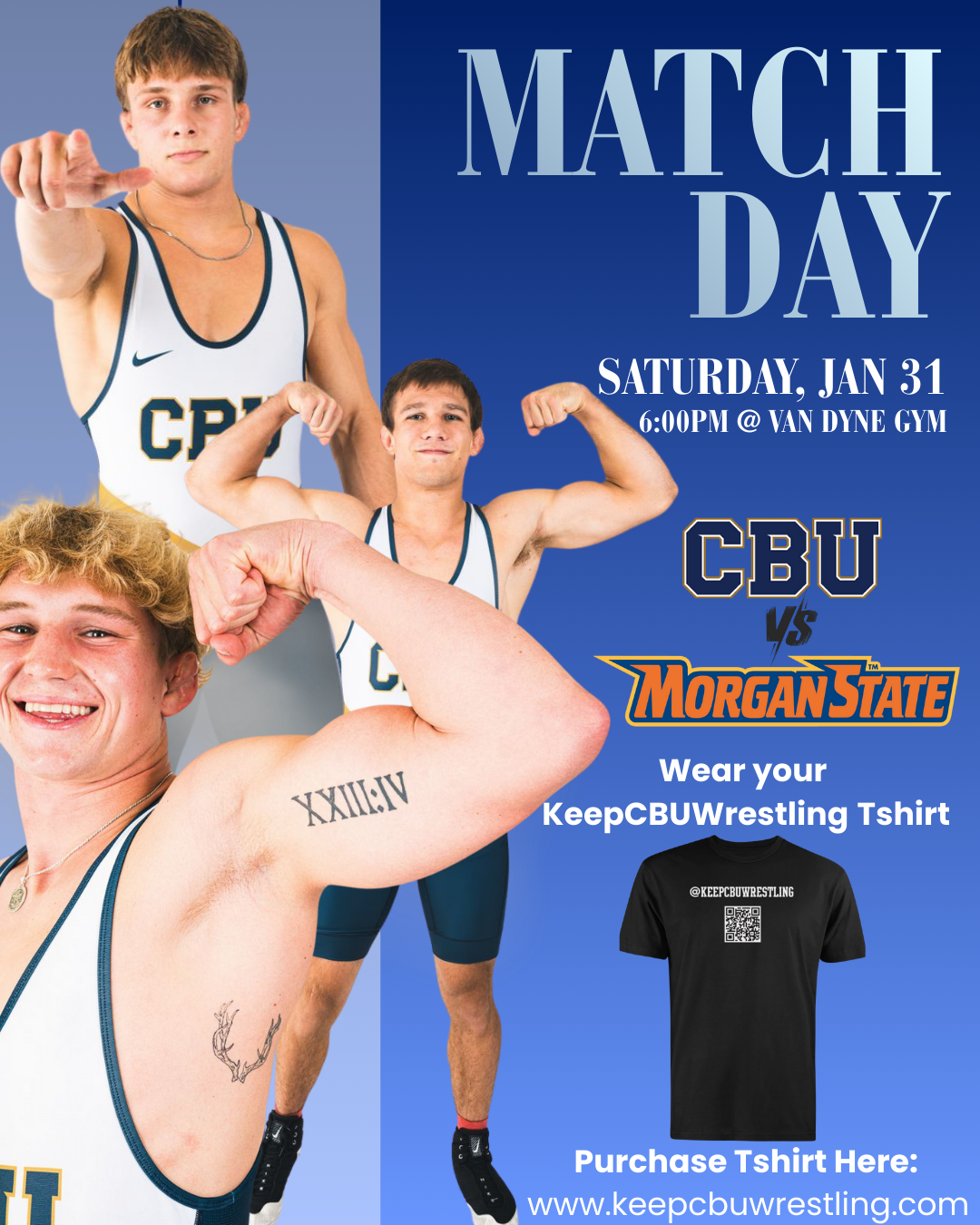 Freelance Graphic for California Baptist University Wrestling dual meet.