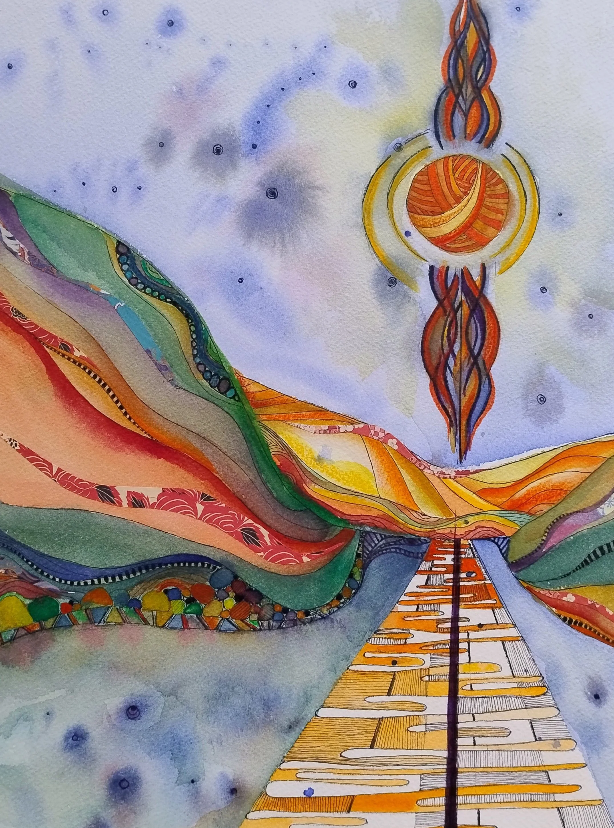 Aquarelle et collage 30x40