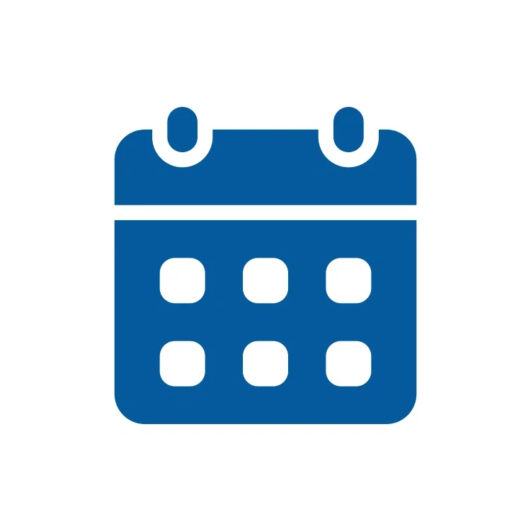 Icon of a calendar in blue color.
