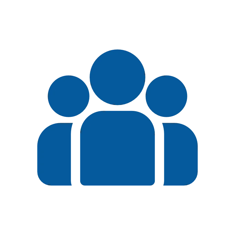 Icon of three people, representing a group or team.