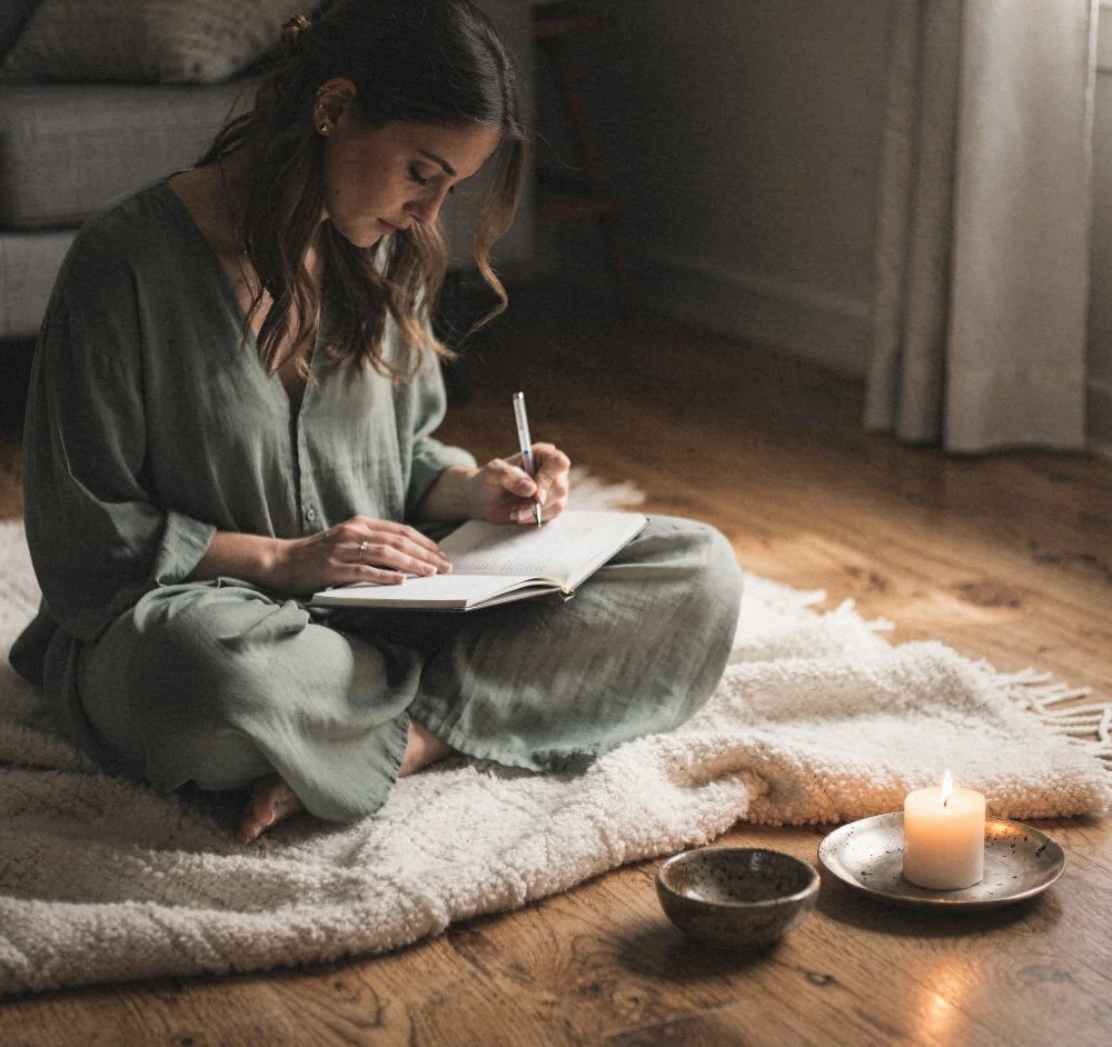 Frau schreibt in ihr Journal – Rituale und Selbstfürsorge für inneres Wachstum
