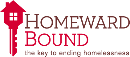Logo for 'Homeward Bound' with a red house-shaped key and the text 'Homeward Bound' and 'the key to ending homelessness.'
