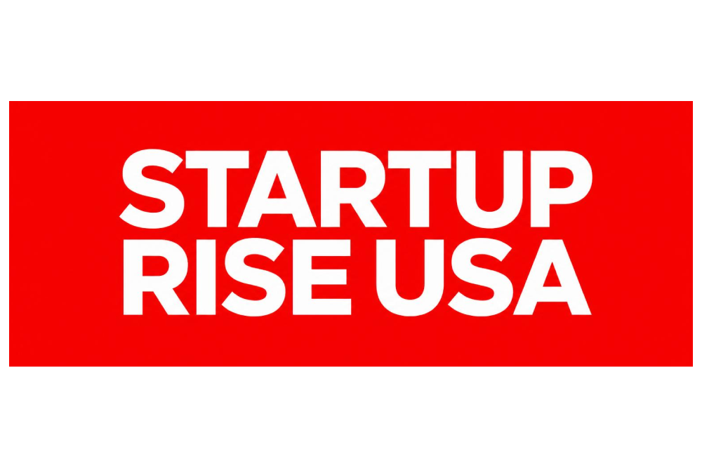 Red banner with white bold text reading "STARTUP RISE USA".