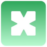Green background with a large white X symbol in the center