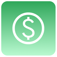 Green background with white dollar sign inside a circle