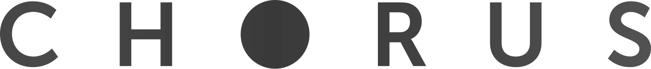 The word 'CHORUS' written in black capital letters, with the 'O' replaced by a black circle.