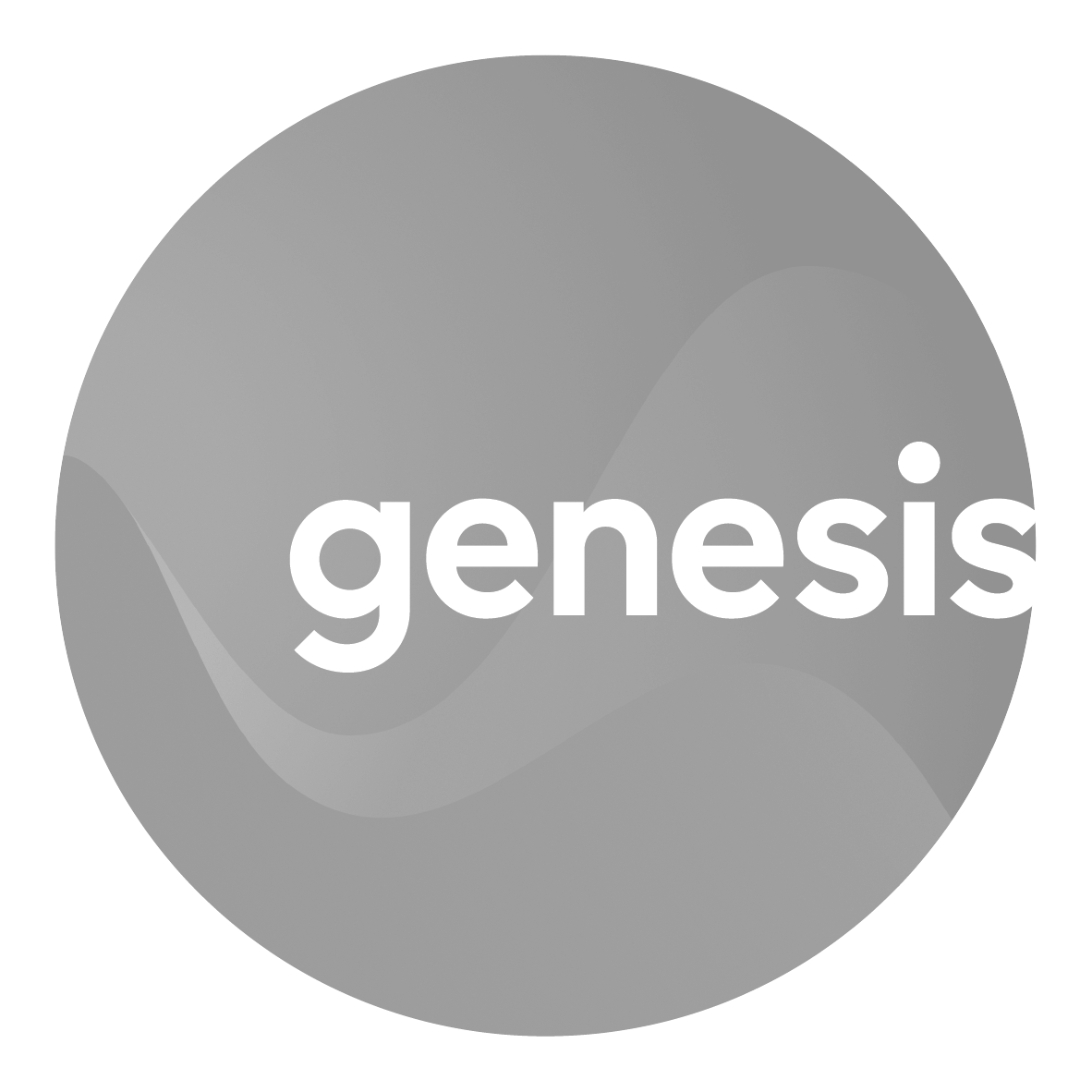 Gray game piece with the word 'genesis' written in white.