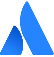 Blue abstract shape resembling two overlapping triangles or peaks