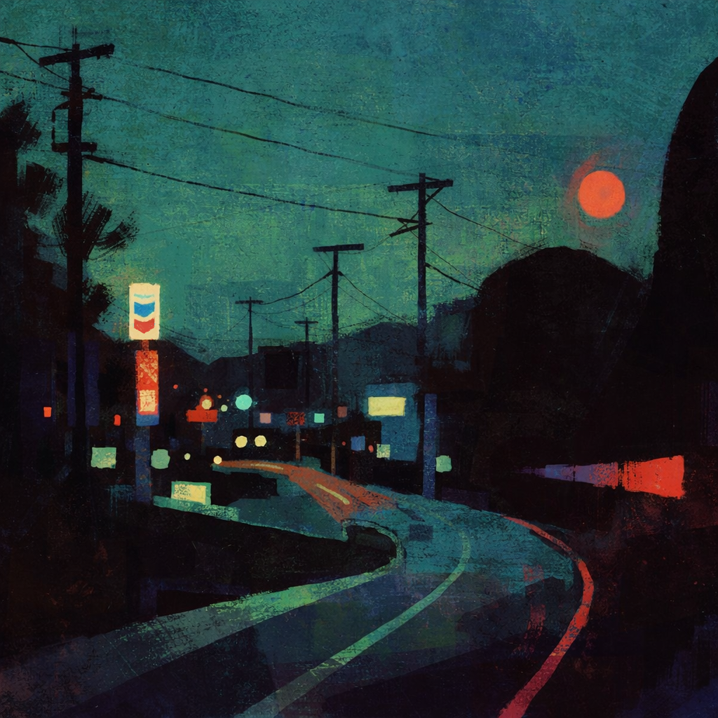 The Road Out of Town (2025) — Mixed media work