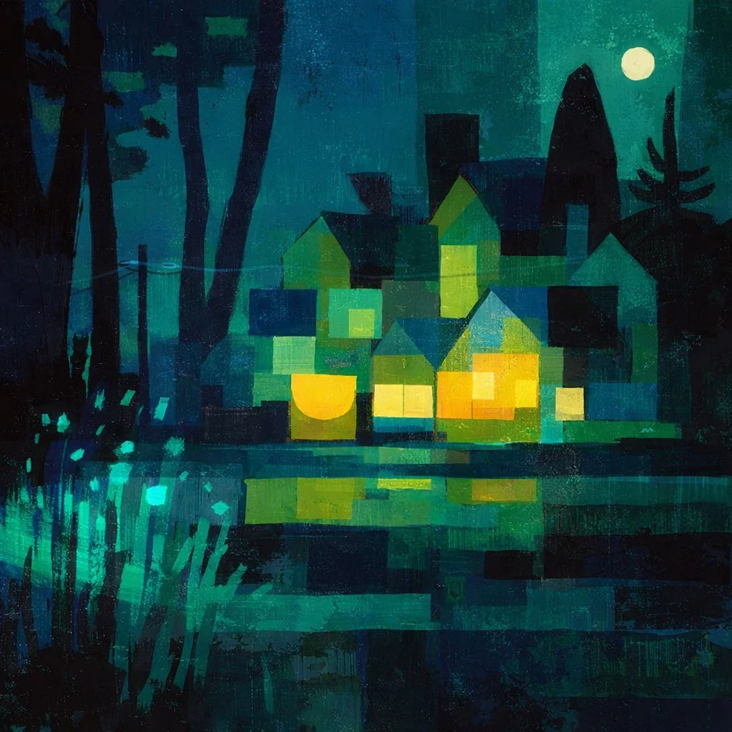 Night Houses (2026) — Mixed media work