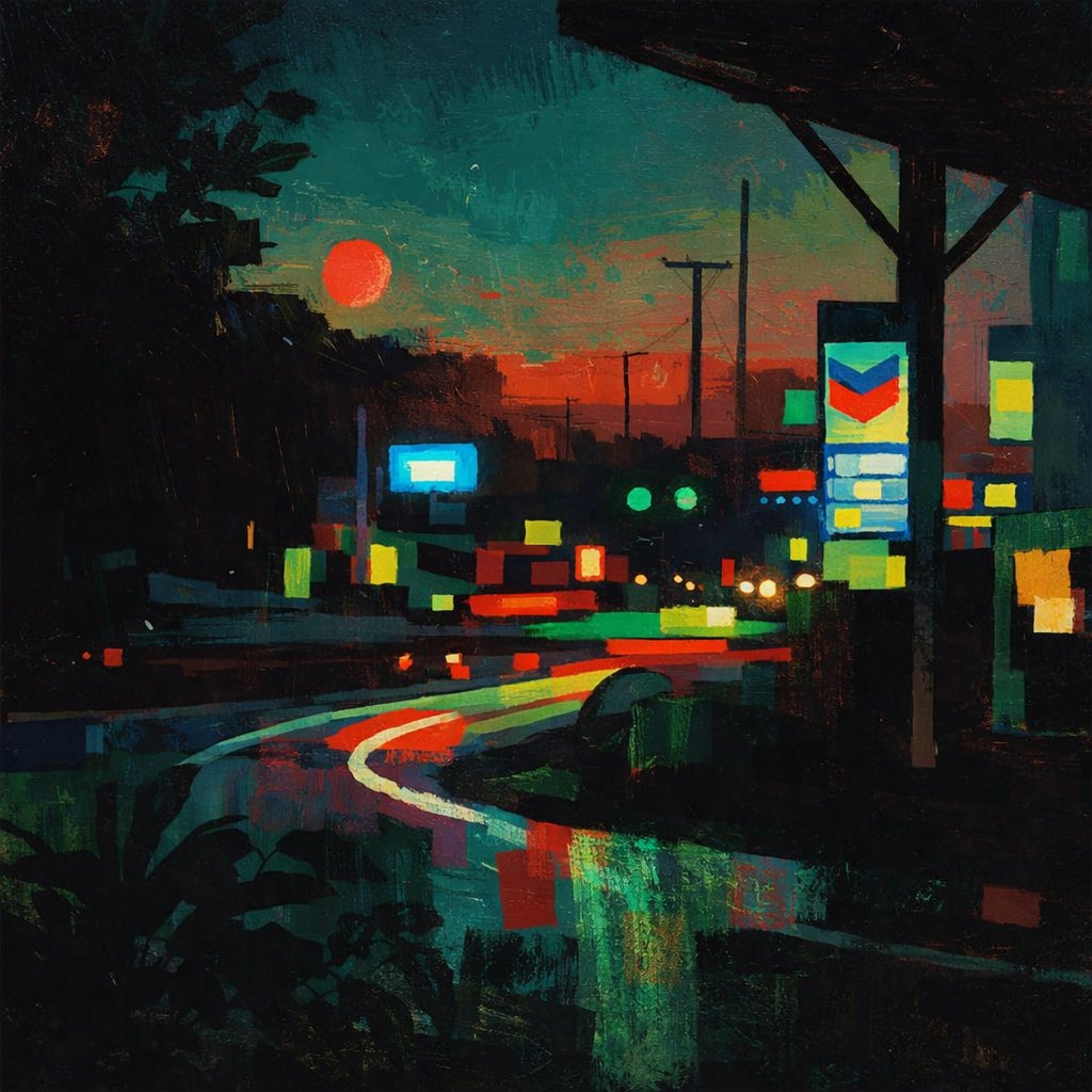 Red Sun Road (2026) — Mixed media work