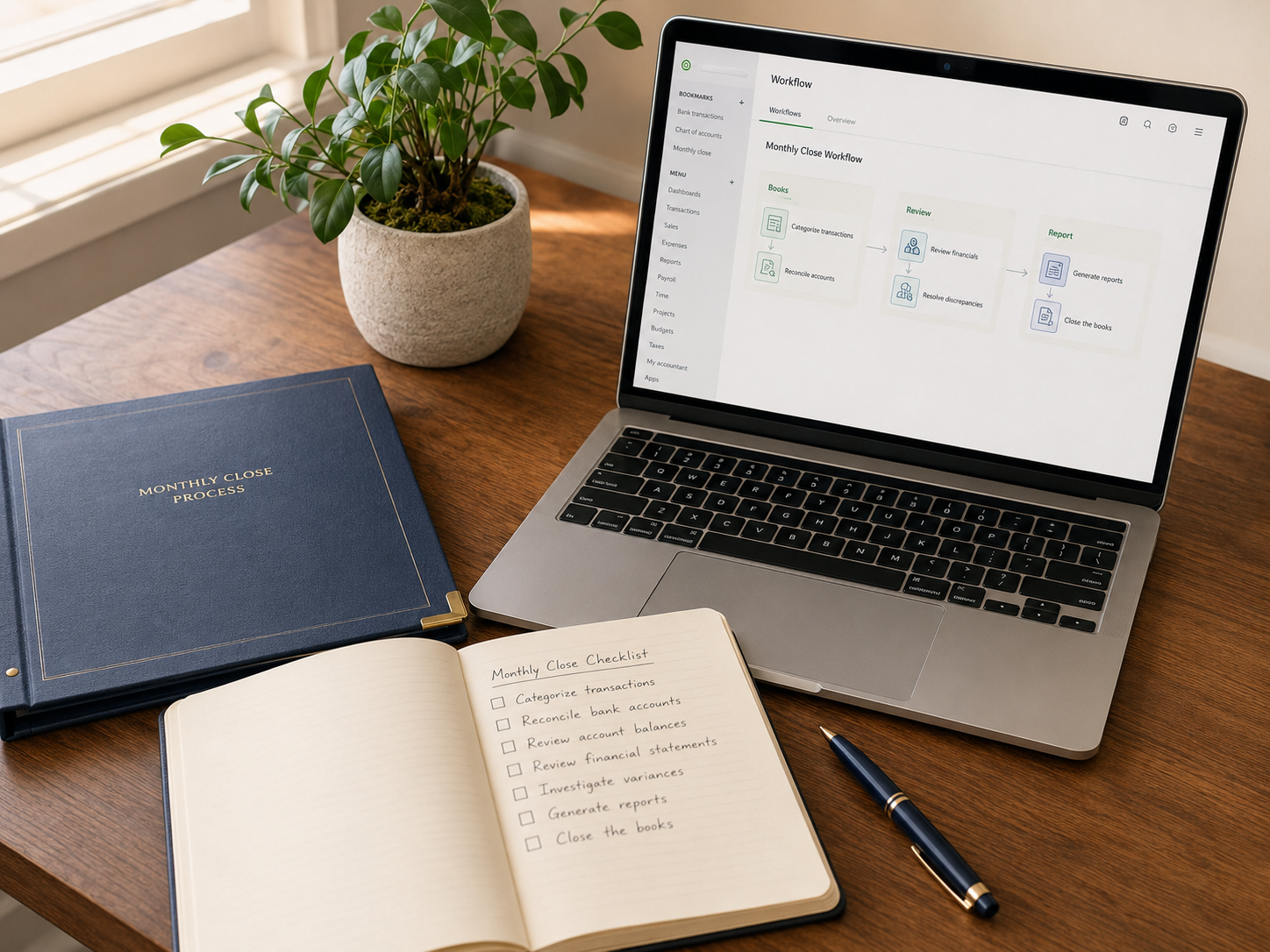 Bookkeeping consultant guiding a business owner through financial processes