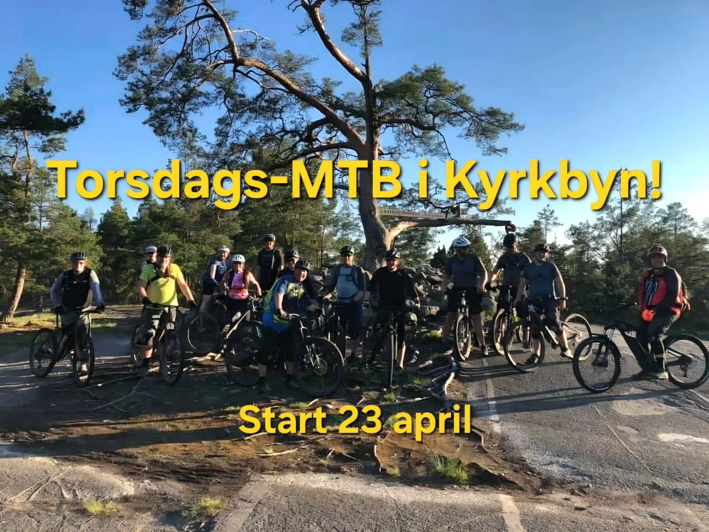Torsdagen 23 april klockan 18.30 &auml;r det dags att&nbsp; dra ig&aring;ng v&aring;r torsdagscykling med MTB-g&auml;nget! 
🚲
Efter en l&aring;ng vinter, med eventuell fr&aring;nvaro fr&aring;n MTB-cykling, s&aring; blir det kul att ses ute till sko