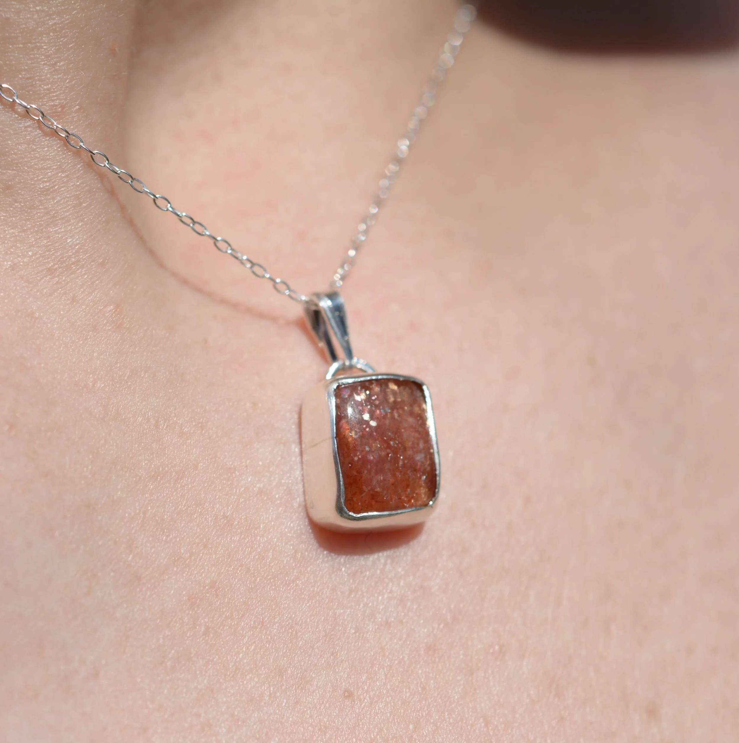 Confetti Sunstone Necklace in Sterling Silver