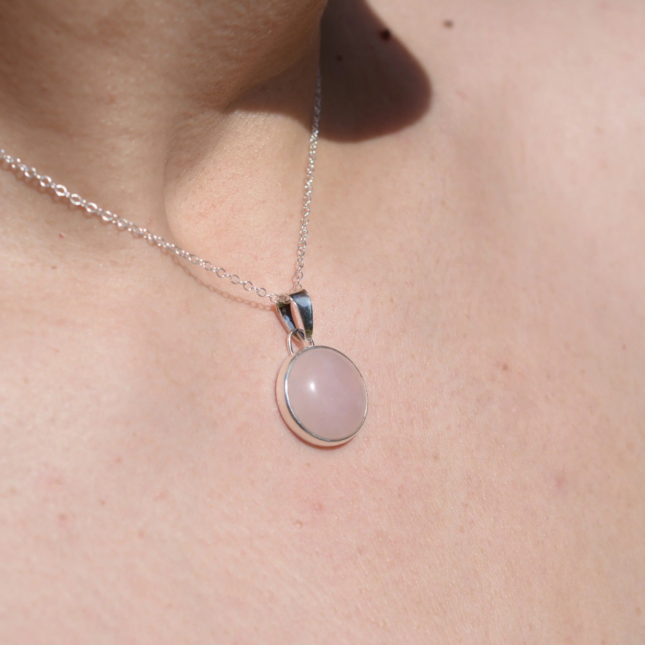 Rose Quartz Necklace in Sterling Silver