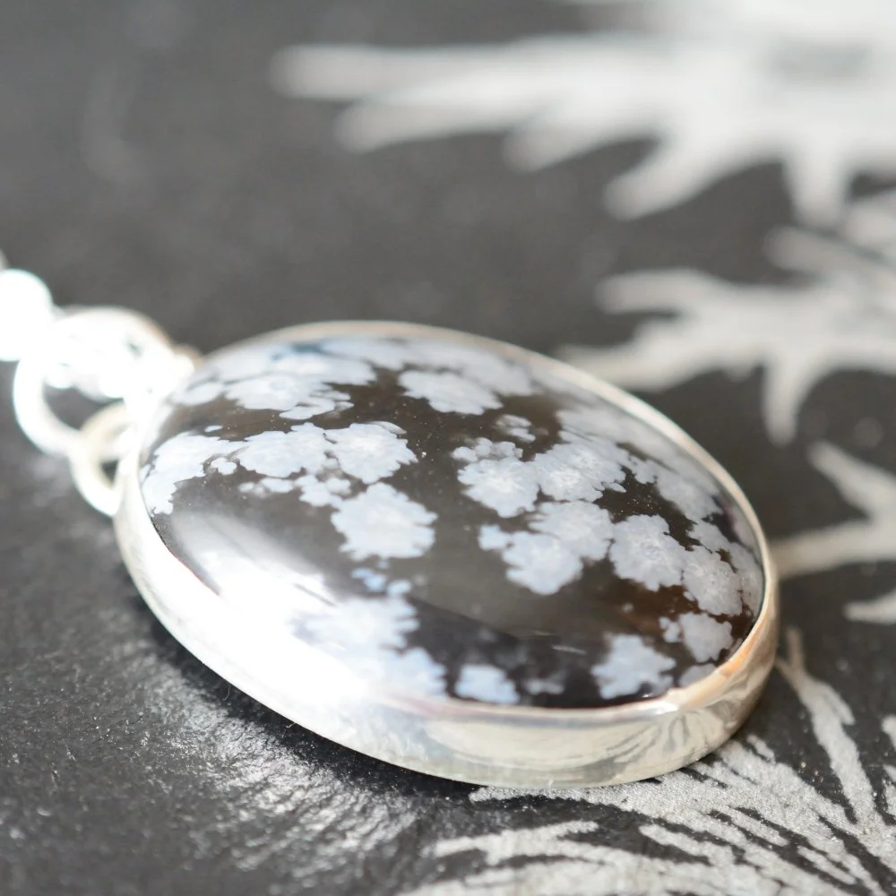 Handmade Snowflake Obsidian and Silver Necklace-5.jpg