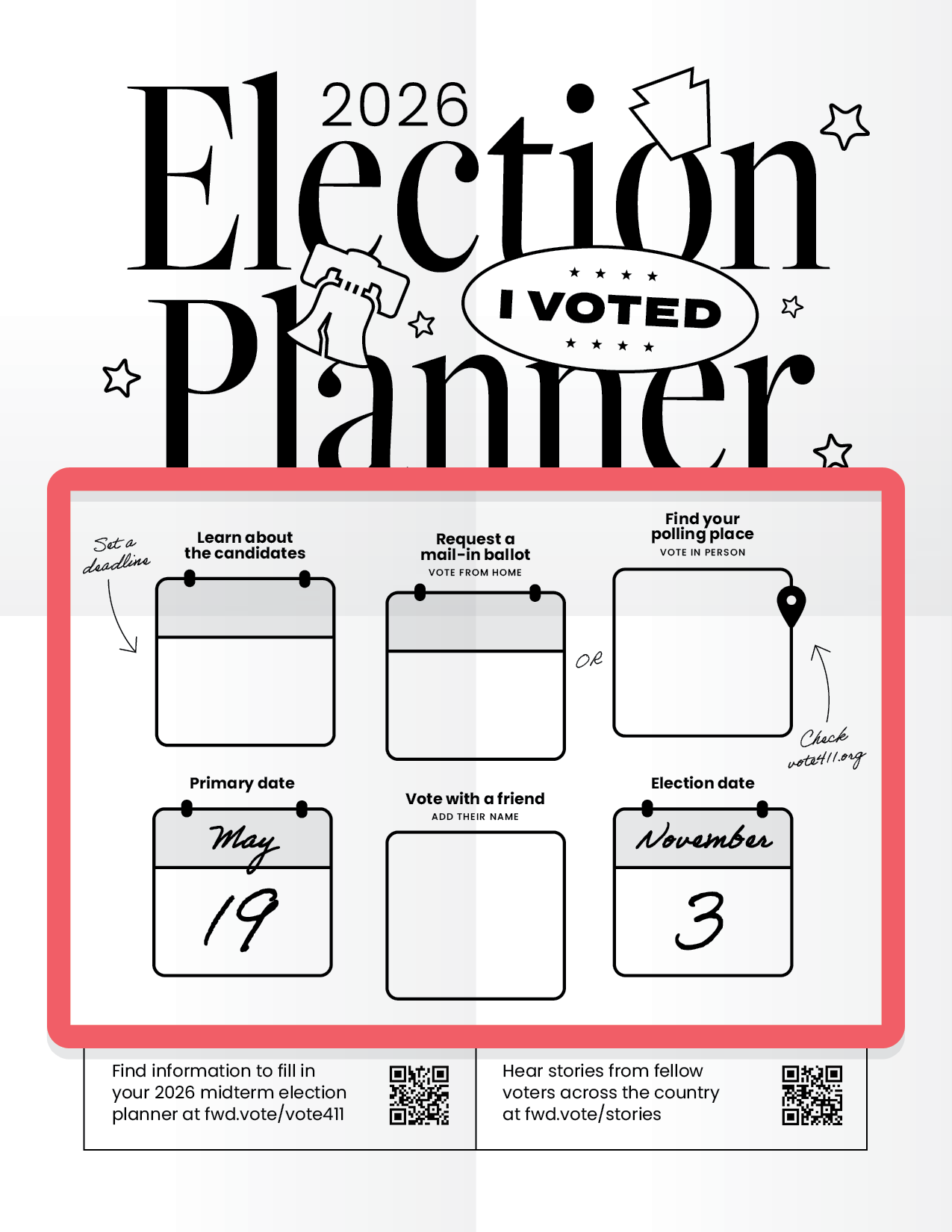 New Voter Guide highlighted with a red border for the area recipients are meant to fill in.