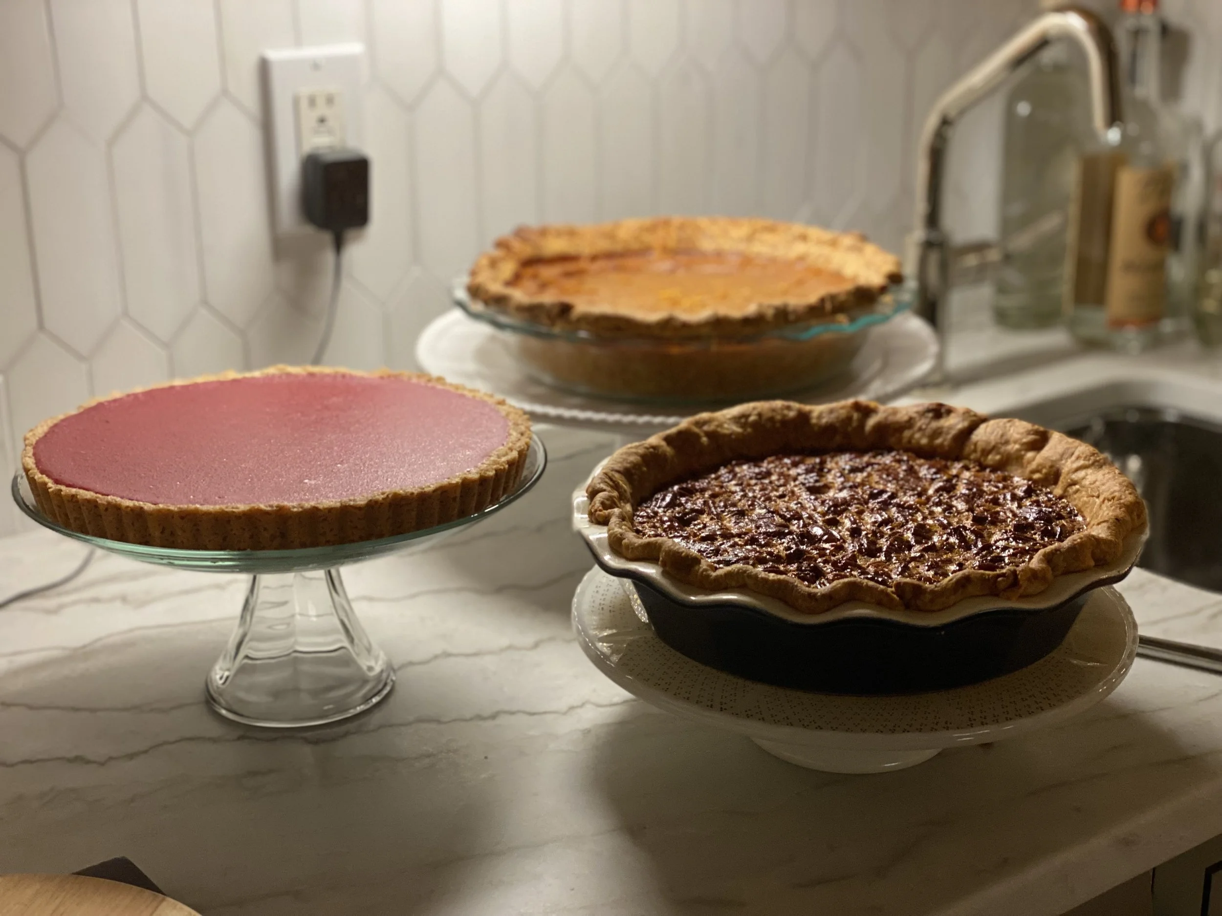 Thanksgicing Pies - Pecan pie, Pumpkin Pie, Cranberry Tart