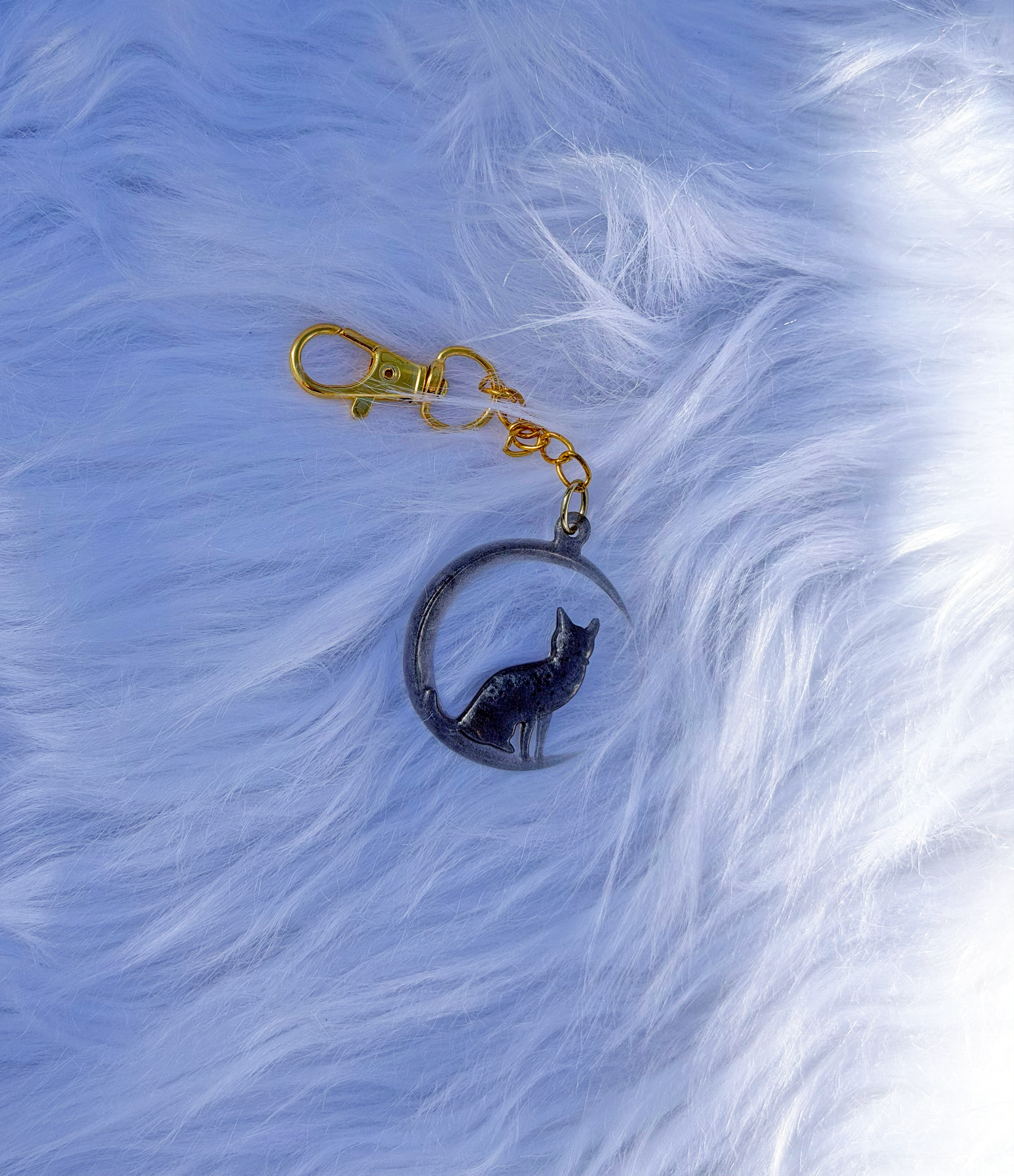 Crescent Cat Keychain