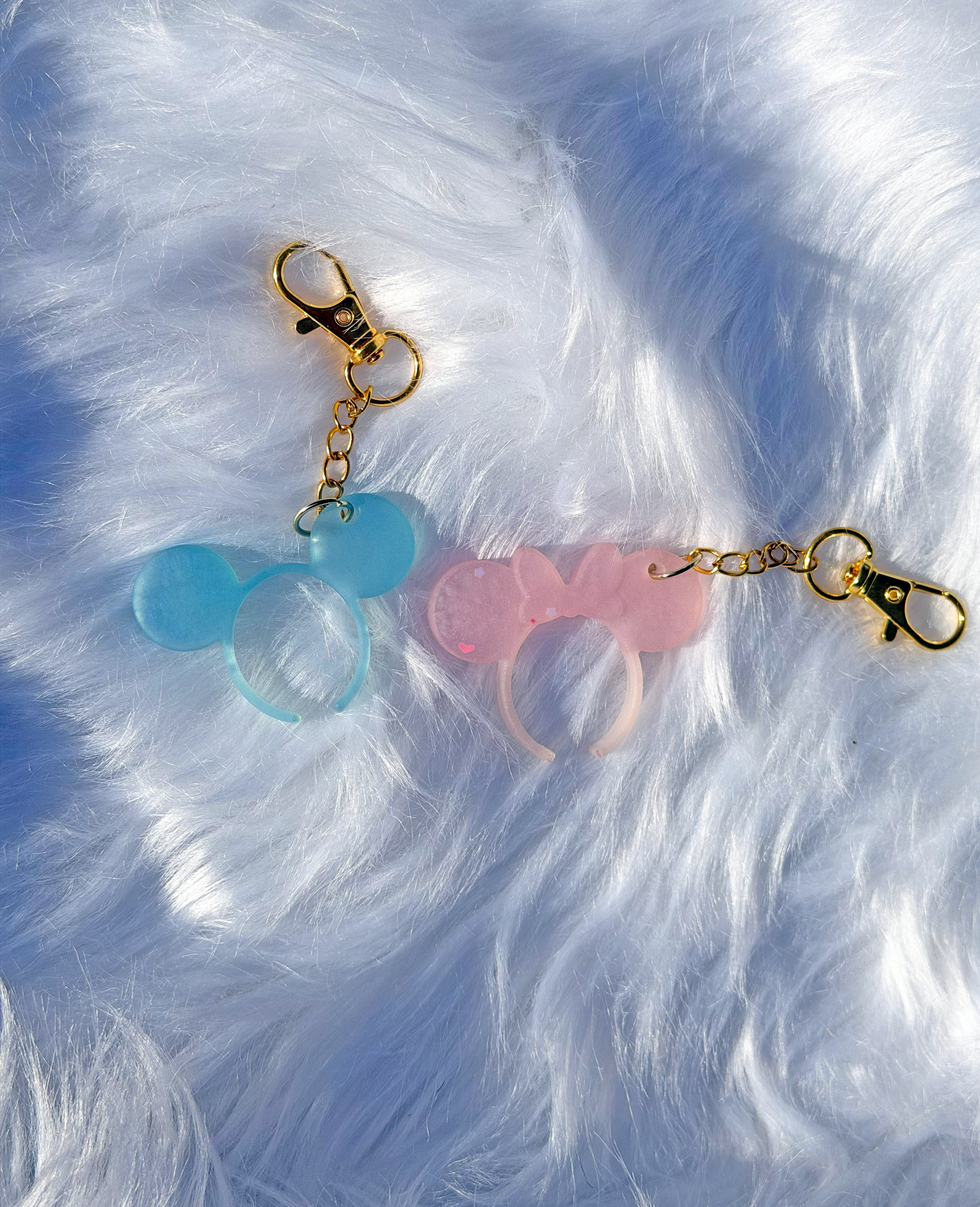 Mickey and Minnie Ear Headband Keychain