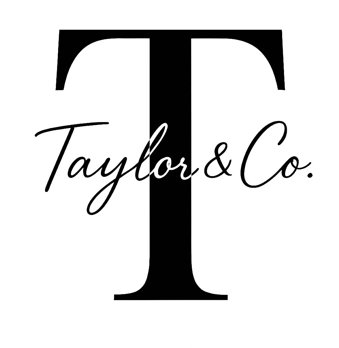 Logo with a large black letter T and the words 'Taylor & Co.' in cursive script.