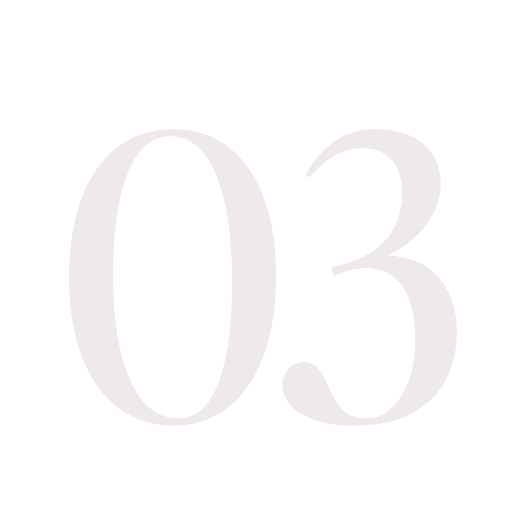 Large number 03 displayed against a black background.