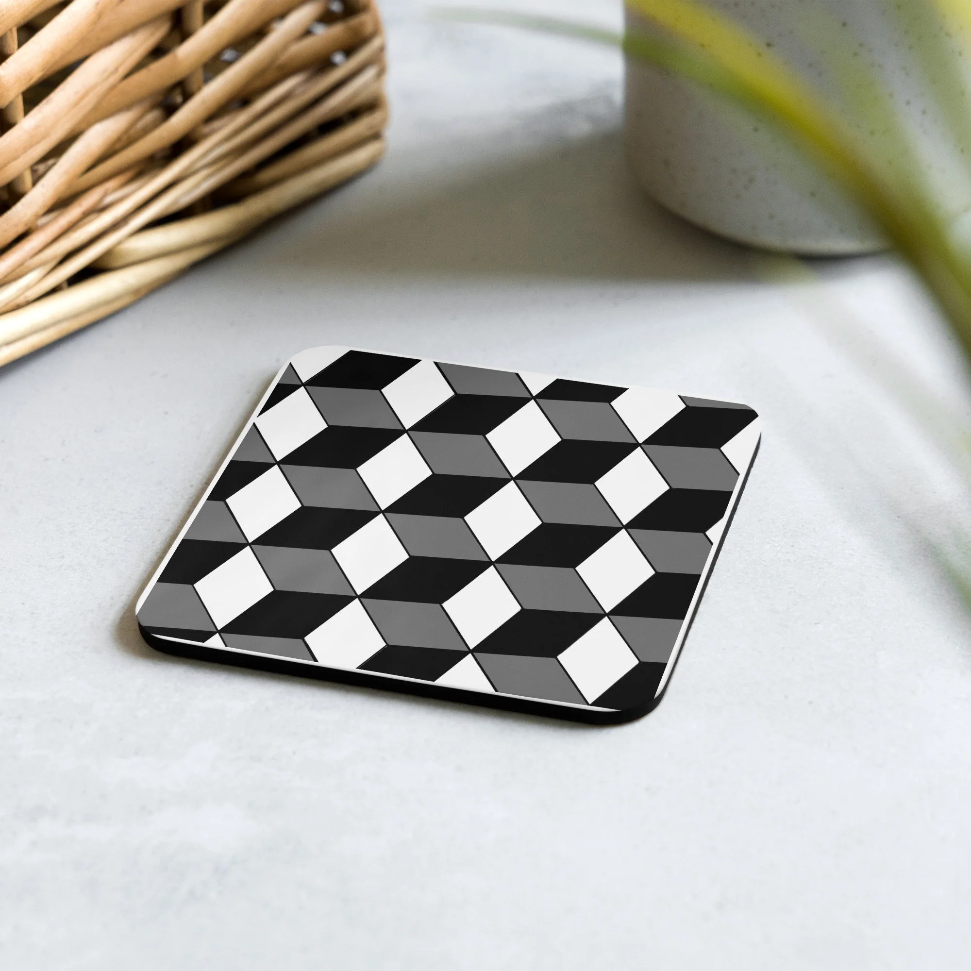 Cubes in Motion - Cork-backed coaster
