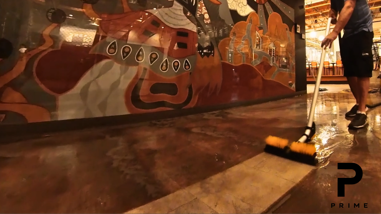 Before floor stripping and waxing on a commercial hard floor with dull appearance