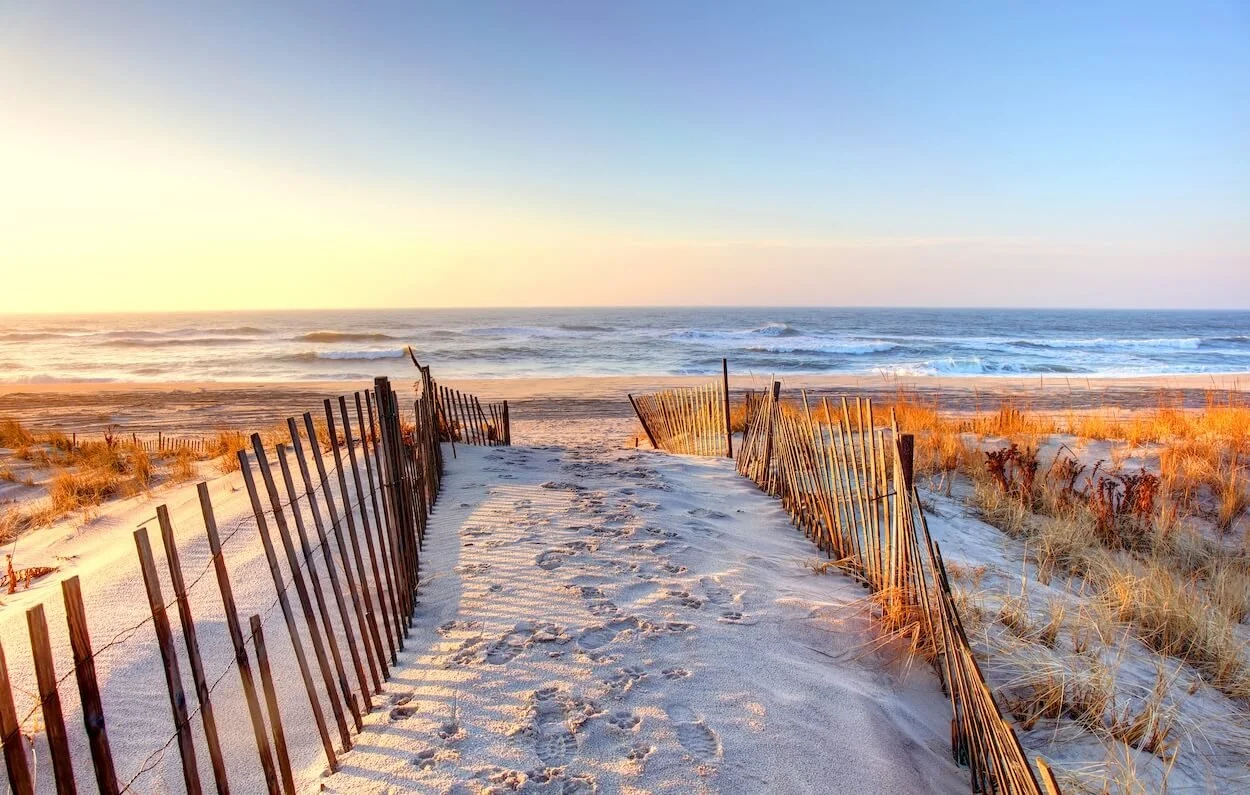 Ponquogue beach in the Hamptons, Long Island, New York.