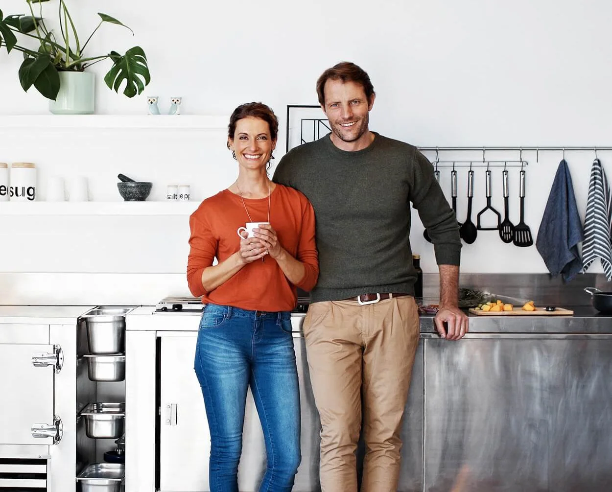 Couple in modern kitchen in  New York City