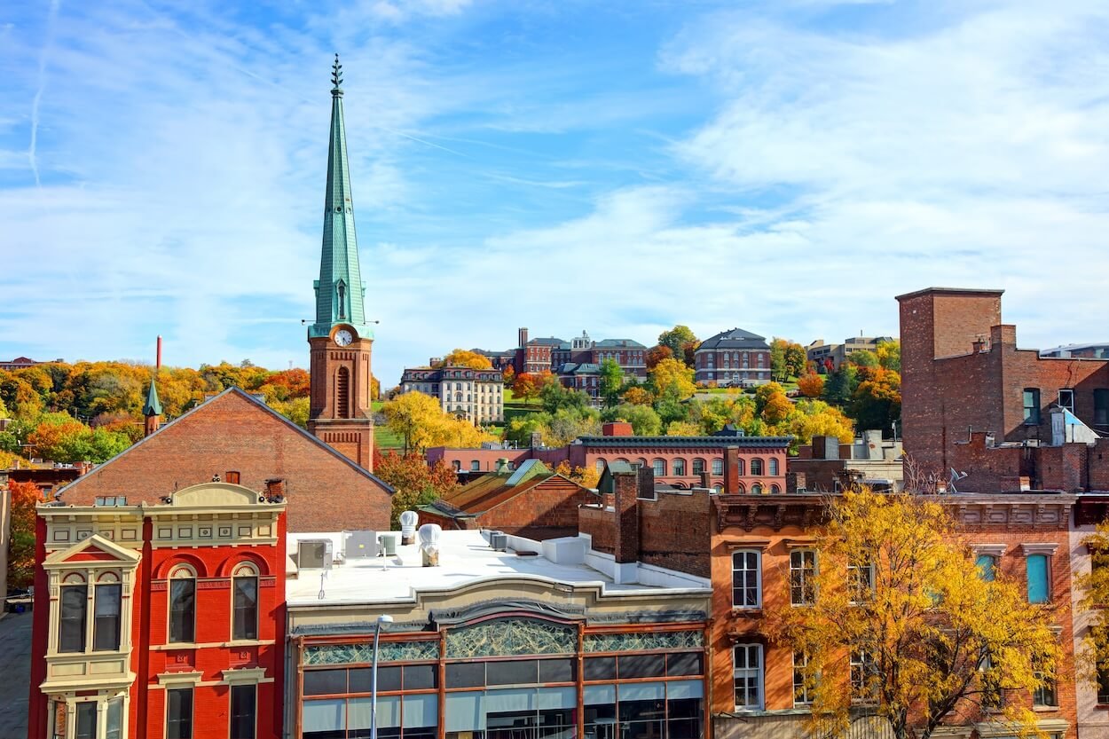 Small town in Autumn in the Hudson Valley, New York.