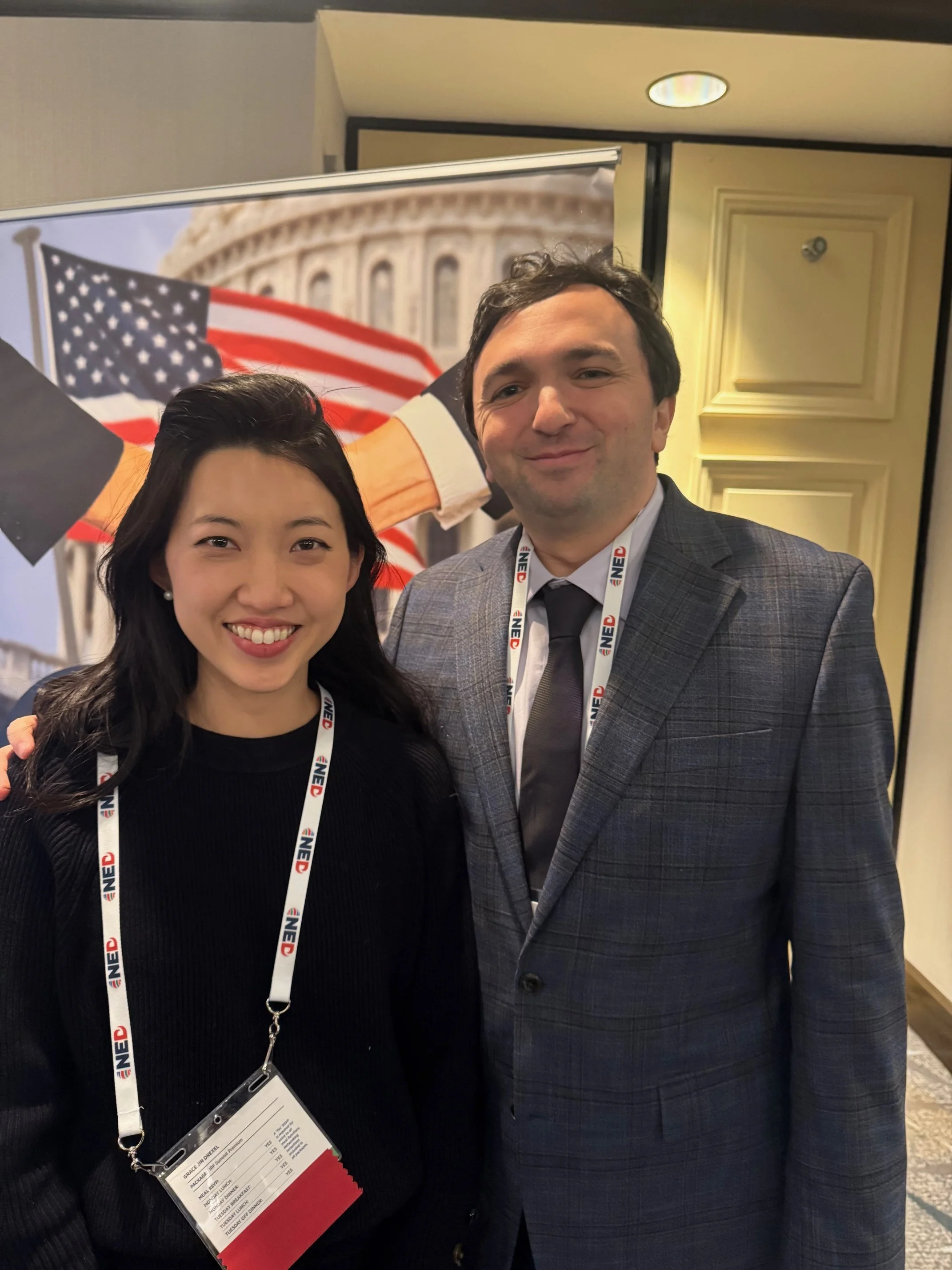 Pictured with Grace Jin Drexel, daughter of Pastor Jin; an imprisoned Chinese Pastor.