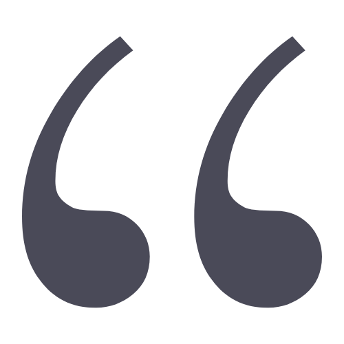 Graphic of large quotation marks in dark gray on a black background.