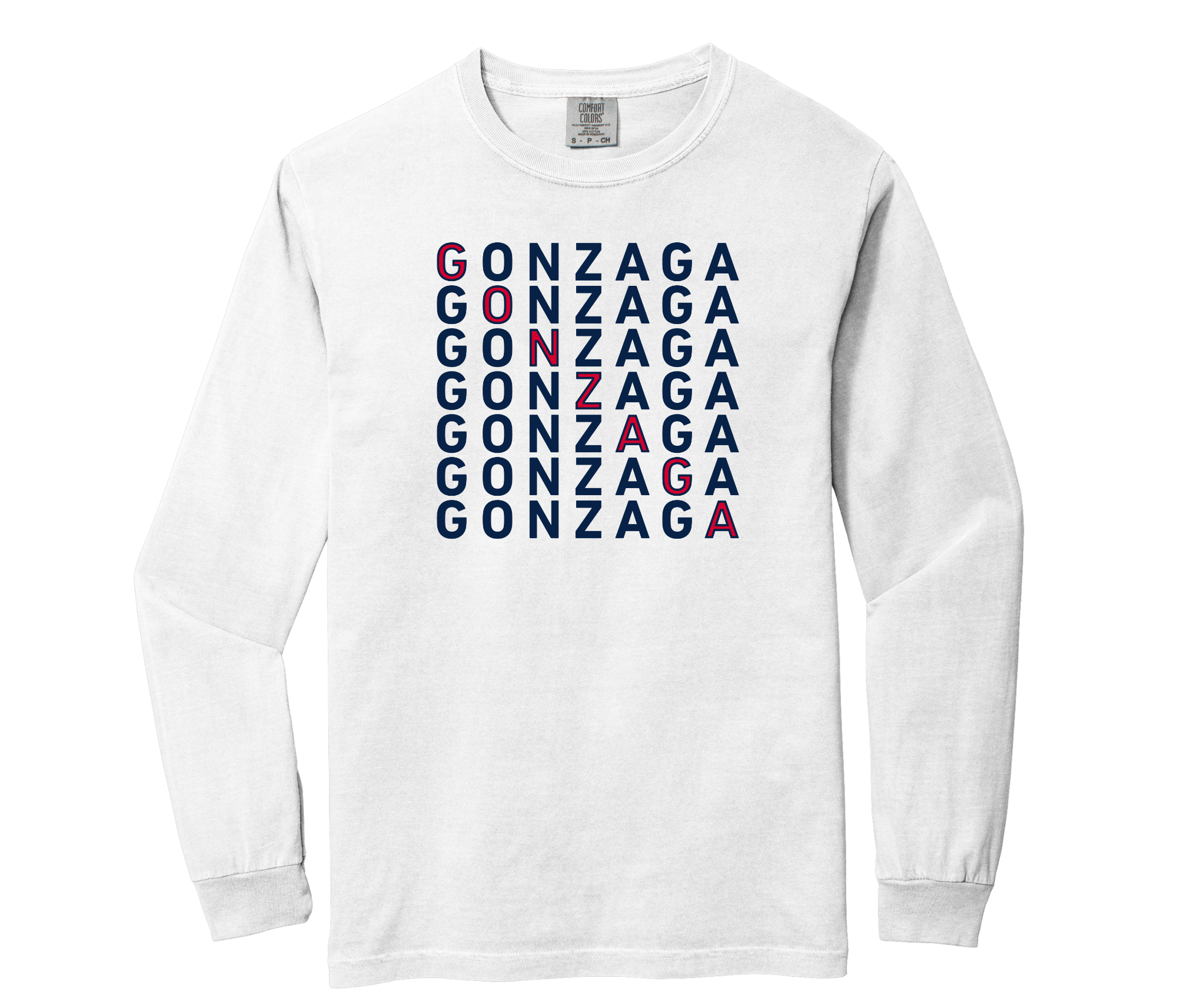 Gonzaga Typography  Long Sleeve Tee