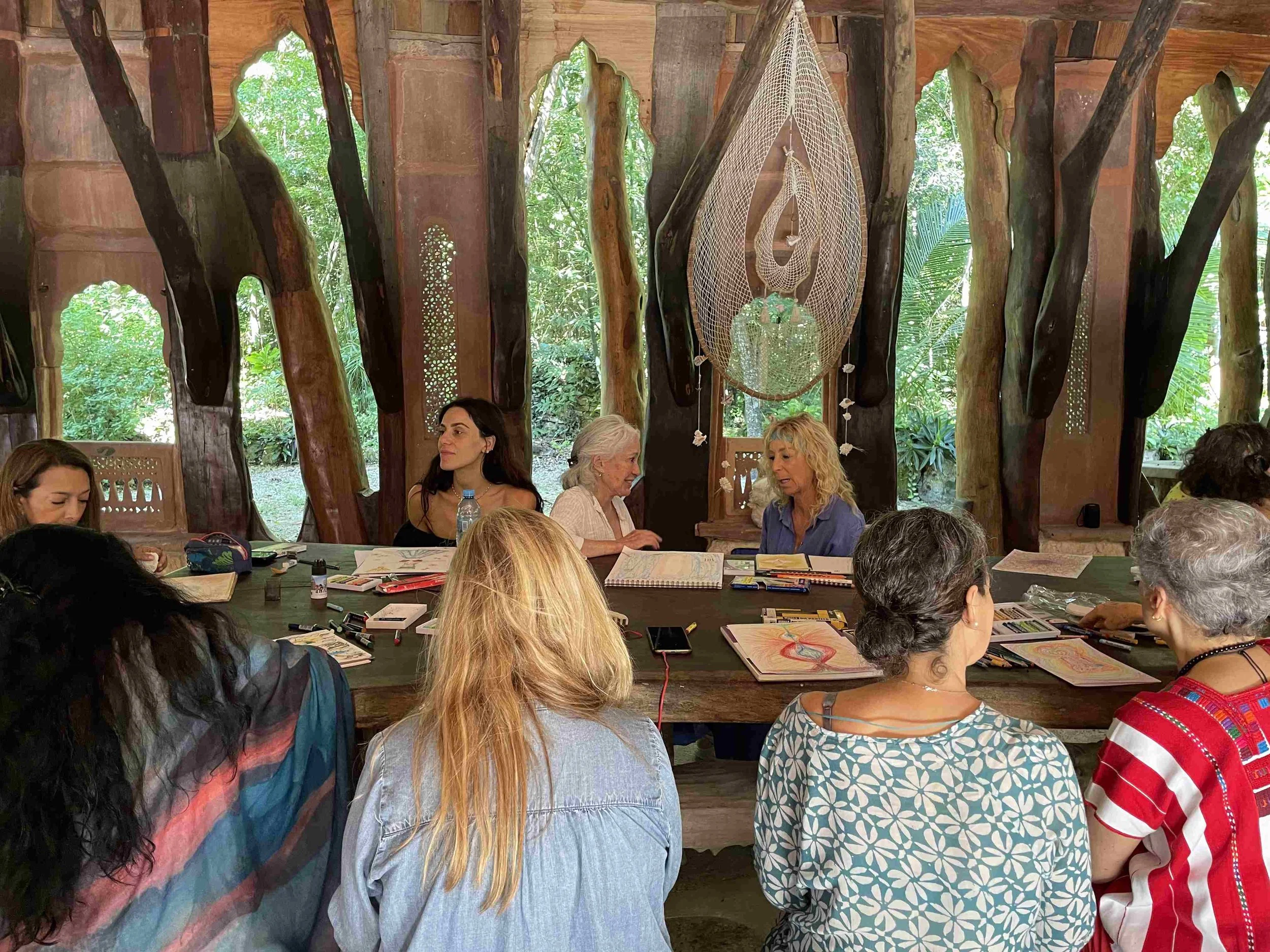 retreat expressive arts, women sharing their experience.