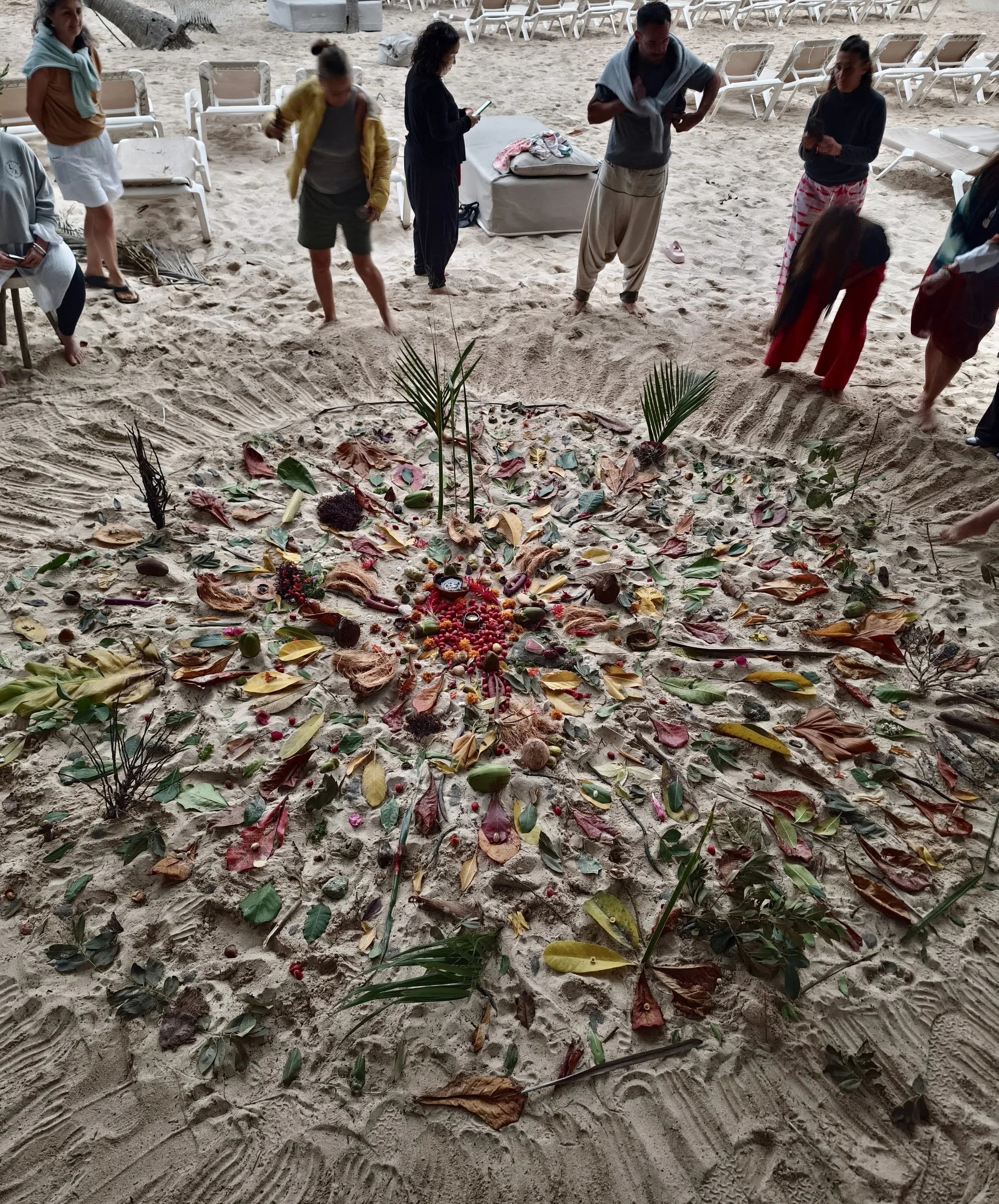 mandala making in Tantra retreat, Rangoli activity 