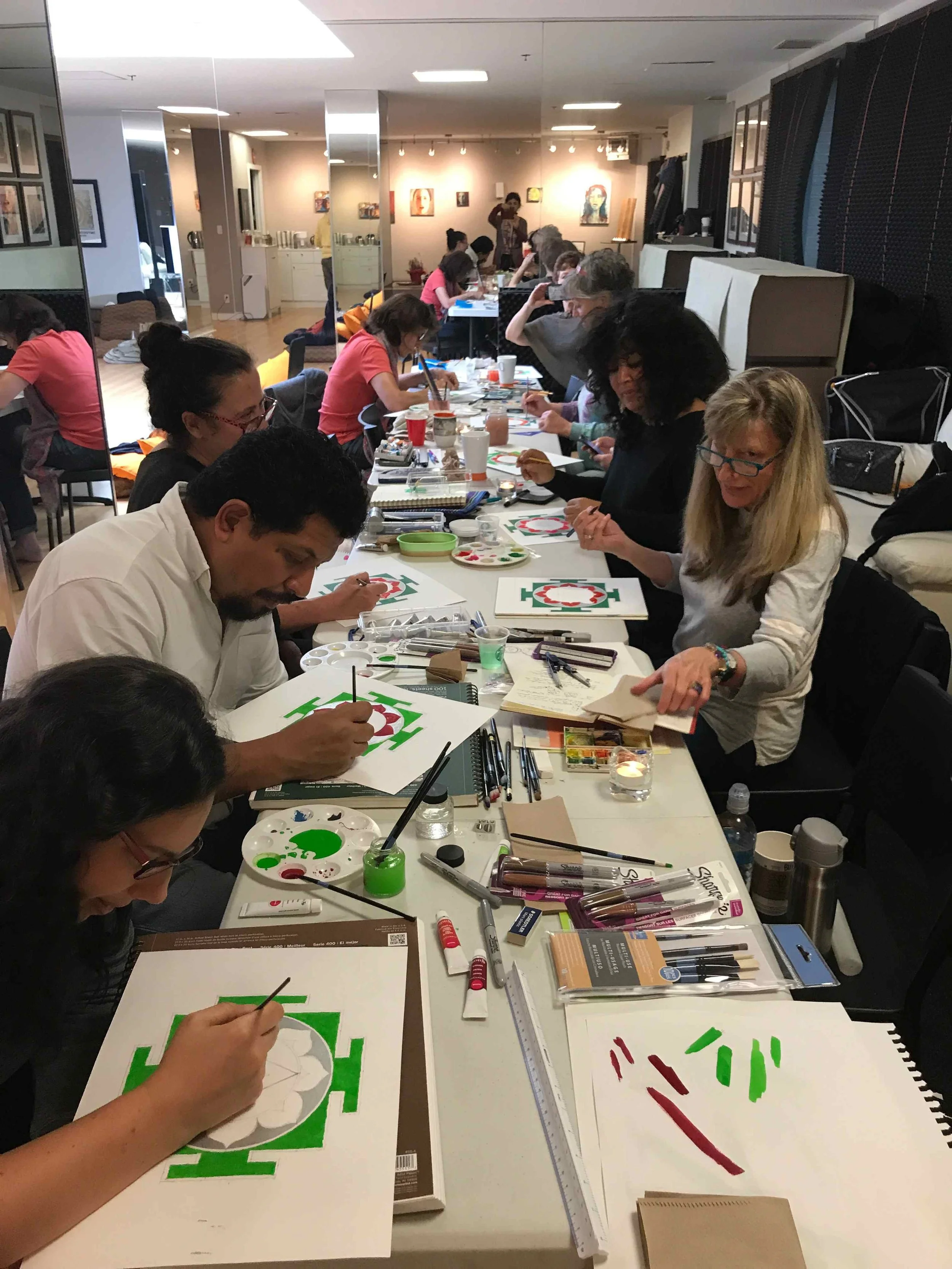 yantra workshop students working in a yantra