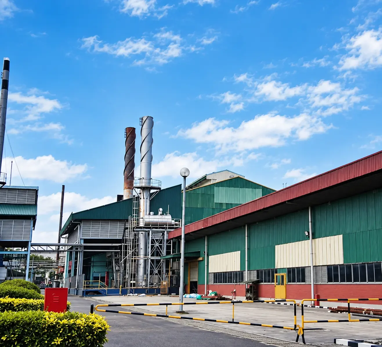 Exterior view of the Perstima Steel Plant and steel processing facility.