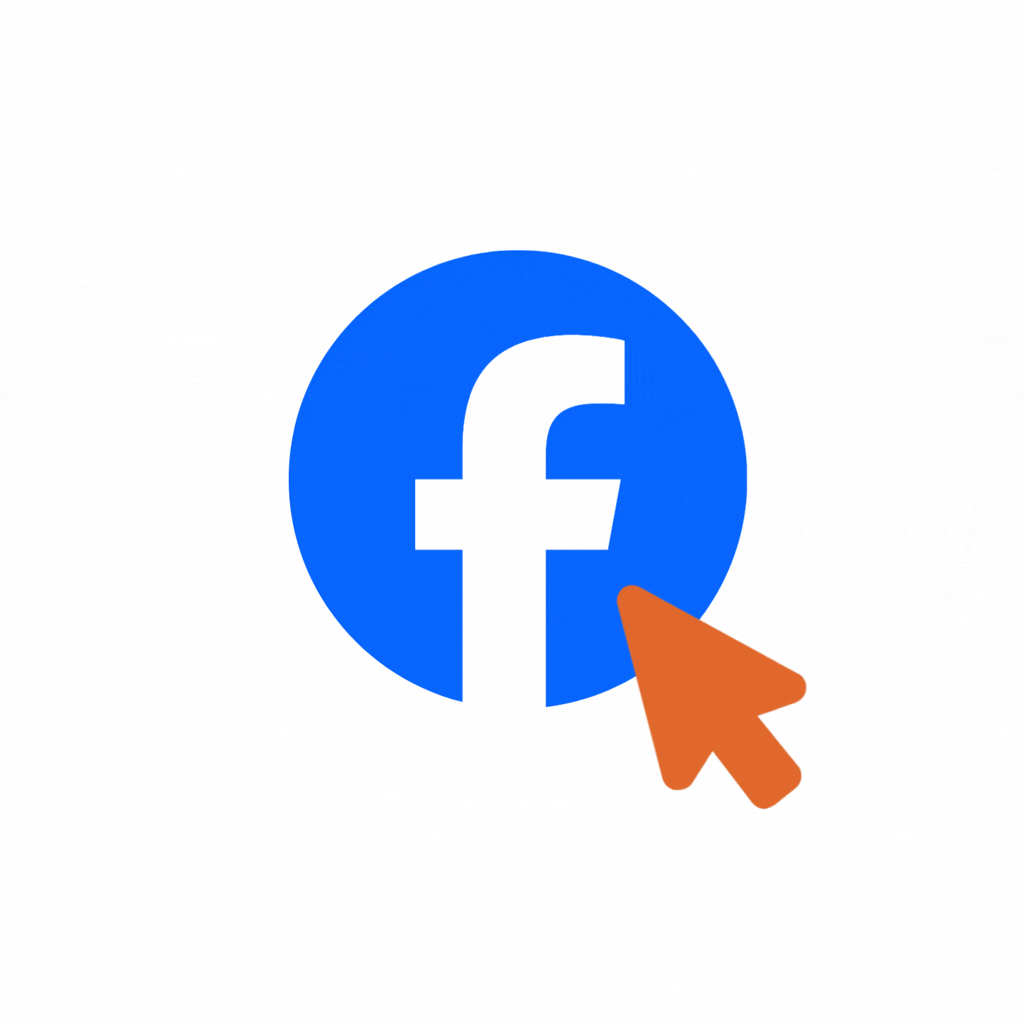 Facebook icon with arrow pointing to it