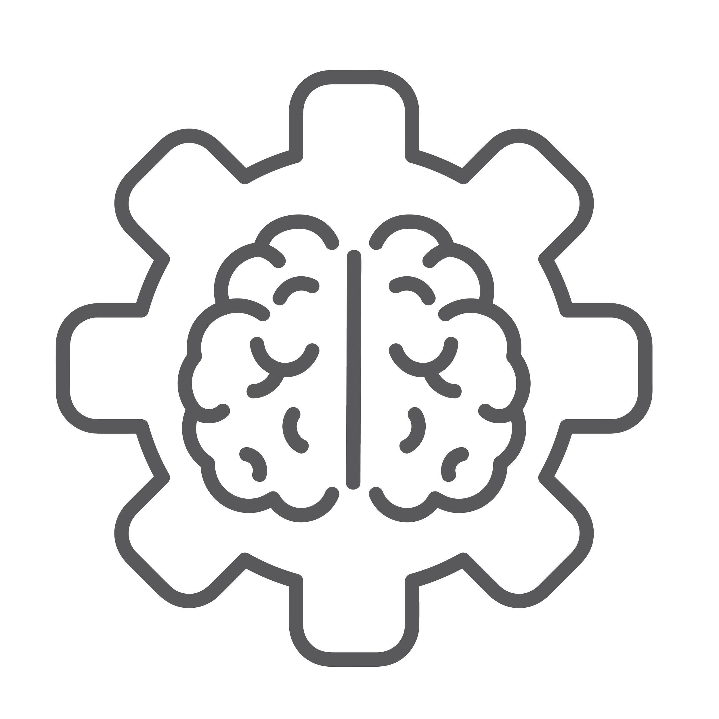 Outline of a human brain inside a gear, symbolizing cognitive engineering or AI.