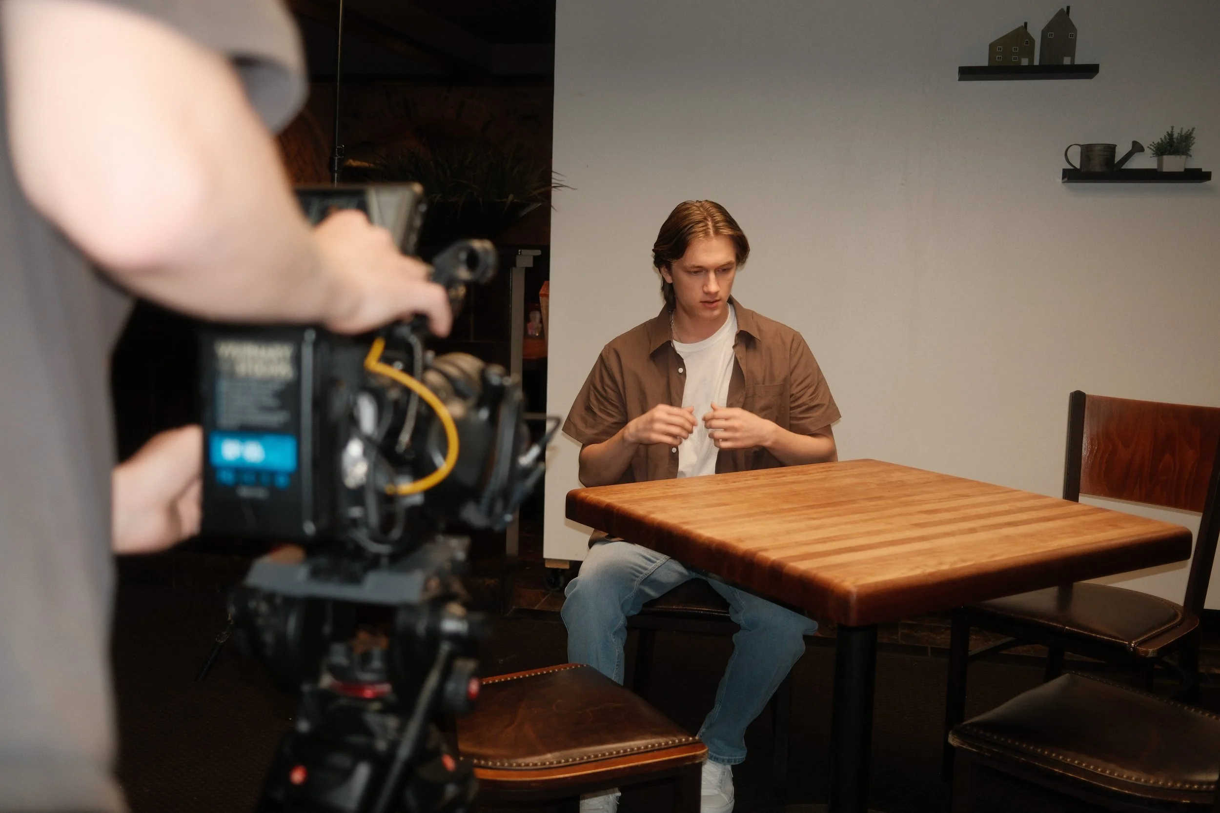Brandon Engel, 'Cheddar's Scratch Kitchen' restaurant commercial BTS film photo.