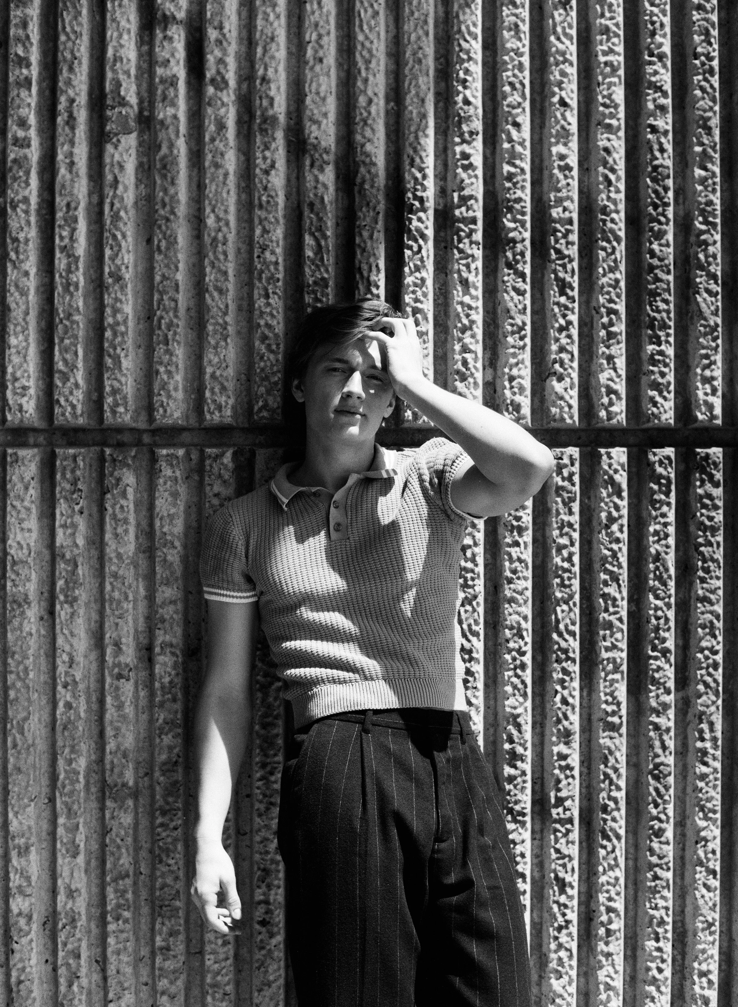 Brandon Engel, Aliza Baran black & white film portrait.