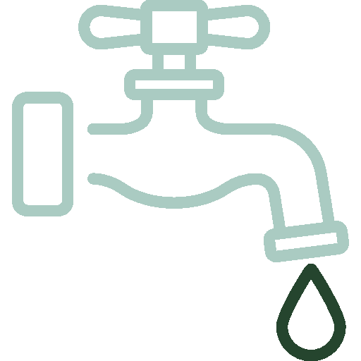 Outline illustration of a water faucet with a drop of water falling from it