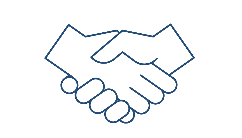 blue icon of a handshake
