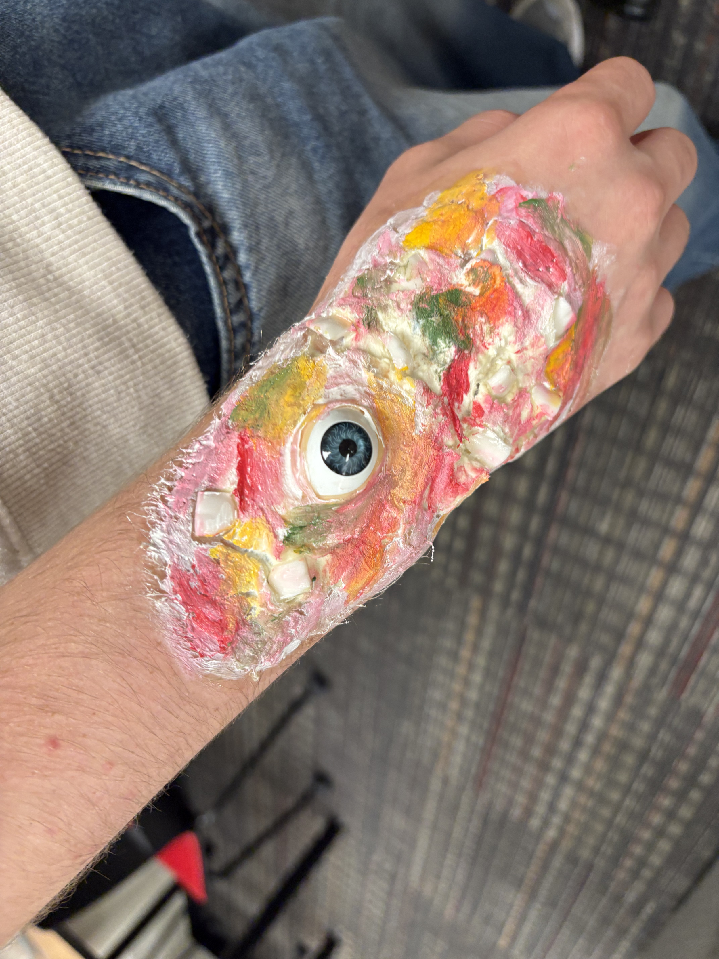 Makeup added with various bright, odd colors